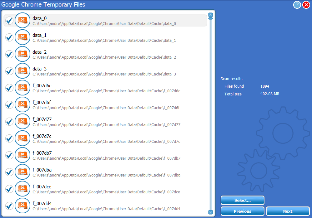 google chrome temporary files screenshot