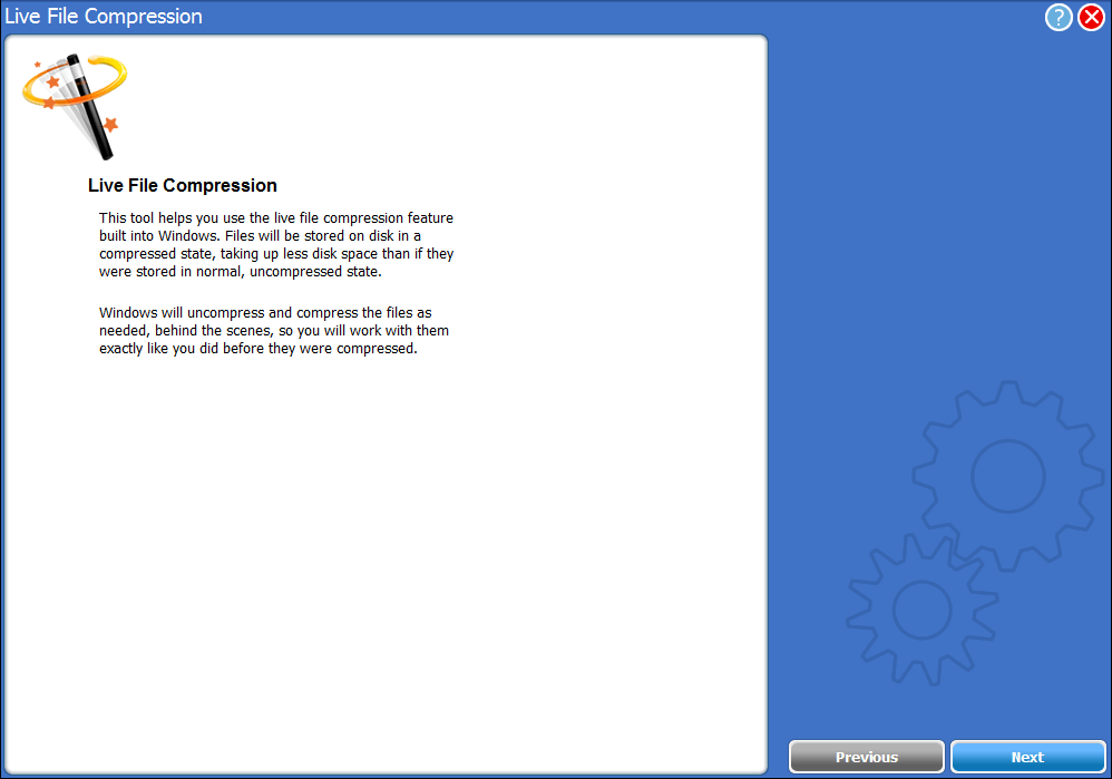 live file compression wizard screenshot
