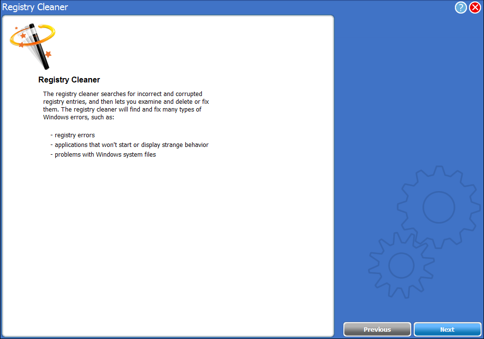 registry cleaner wizard screenshot